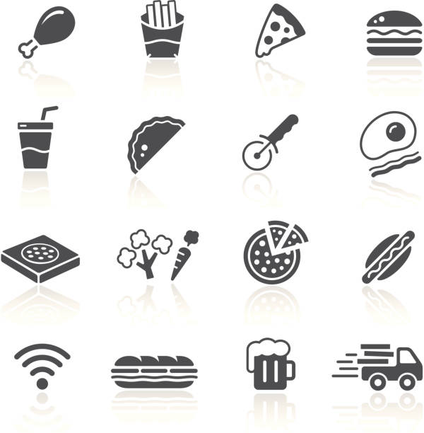 Pizza & Fast Food Restaurant Black icon set for your web or printing projects. pizza cutter stock illustrations