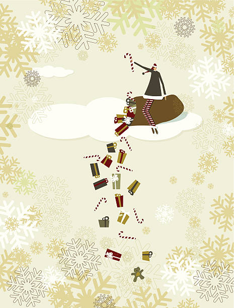Elf and christmas gifts vector art illustration