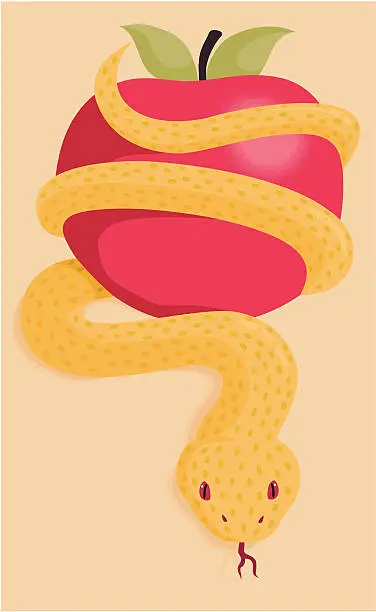 Vector illustration of Apple Serpent Temptation