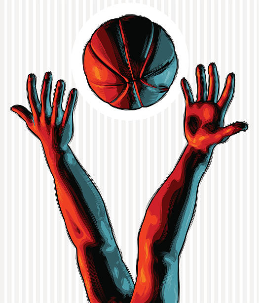 celscratch иллюстрация: спорный бросок - basketball sport human hand reaching stock illustrations