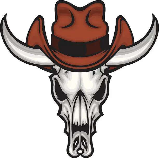 Vector illustration of cowboy cow skull