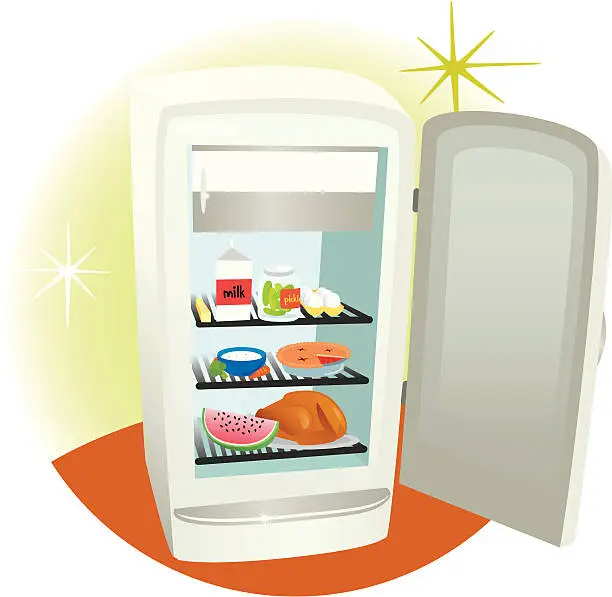 Vector illustration of Open Refrigerator