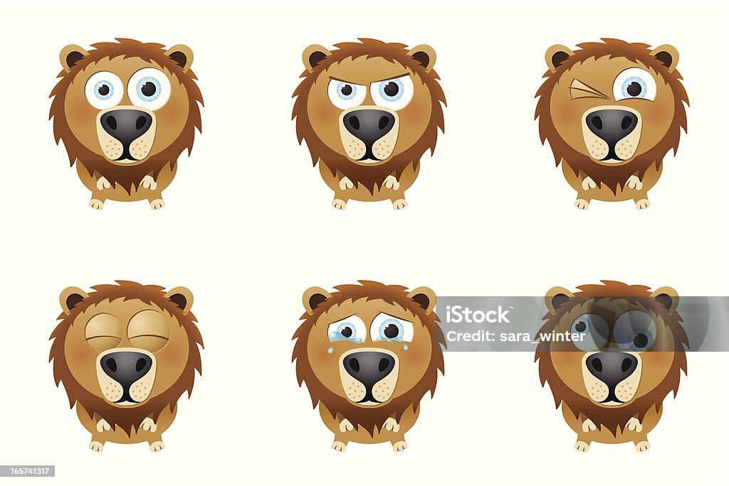 Collection big-de-lion avec différentes expressions du visage - clipart vectoriel de Fatigué libre de droits