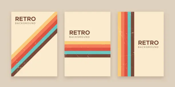 Vector illustration of 70s retro stripes cover, poster, flyer, wallpaper and social media story background design