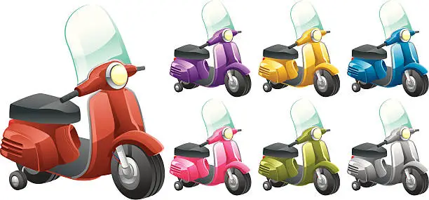 Vector illustration of Scooter with wind grass