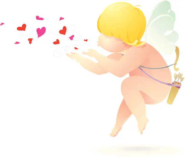 Vector illustration of Valentine Cupid Blows