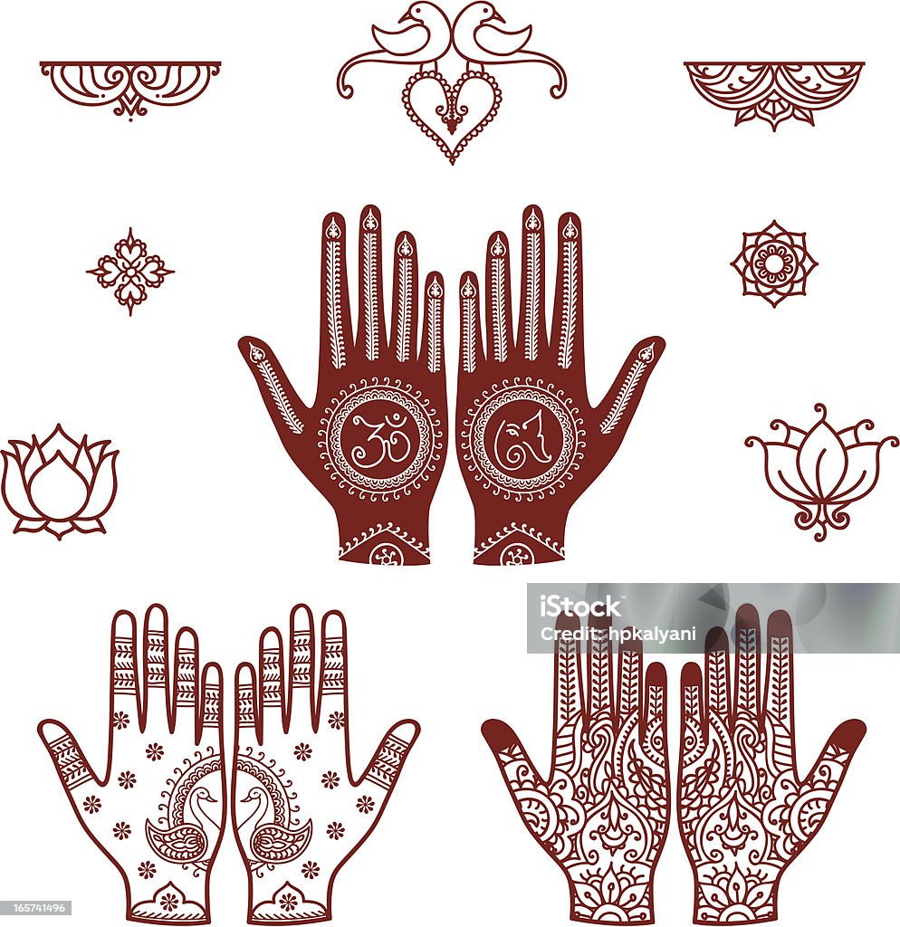 Mehndi Bridal Design Elements Stock Illustration - Download Image Now - Henna  Tattoo, Om Symbol, Pattern - iStock
