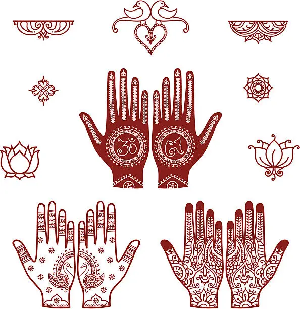 Vector illustration of Mehndi Bridal Design Elements