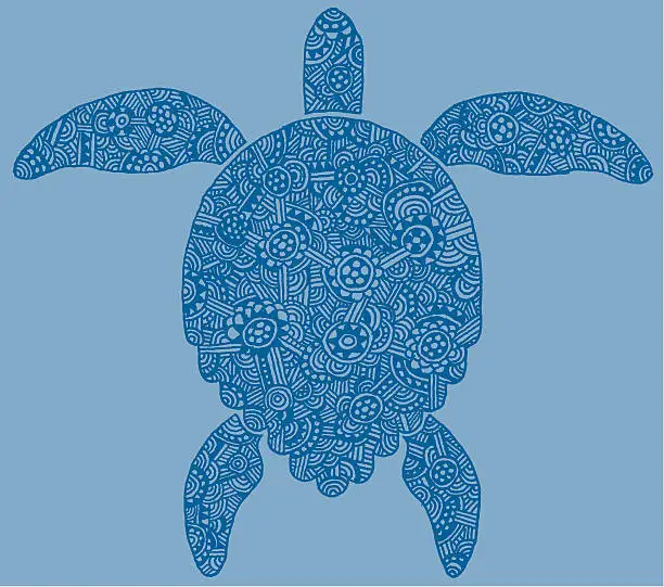 Vector illustration of Intricate hand drawn turtle illustration