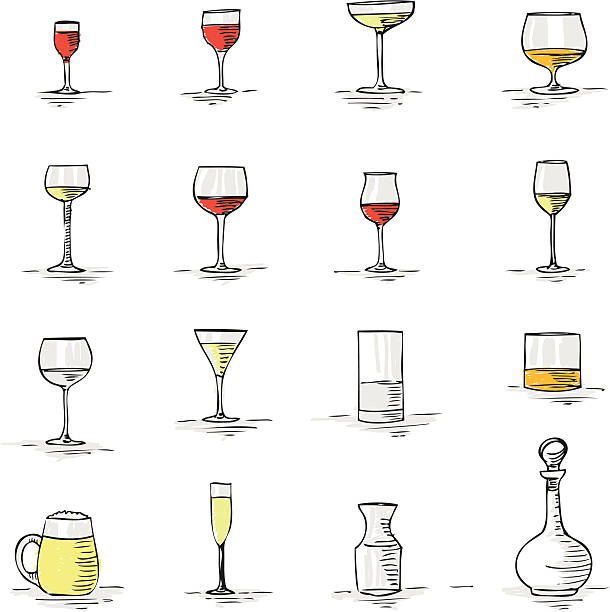 Set Of Glass Stock Illustration - Download Image Now - Wineglass, Drinking  Glass, Martini Glass - iStock