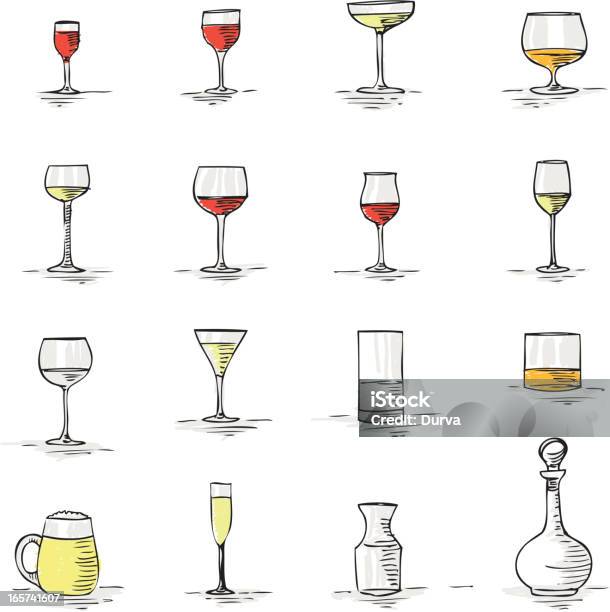 Set Of Glass Stock Illustration - Download Image Now - Martini Glass, Vector, Cartoon