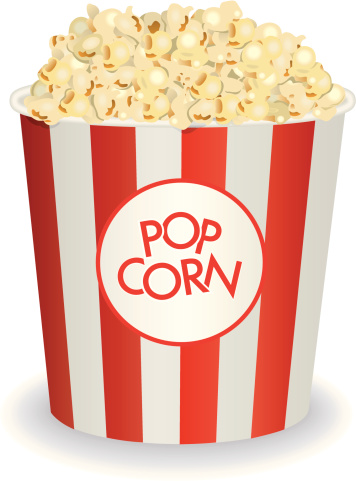 A vector illustration of a classic bucket of popcorn.