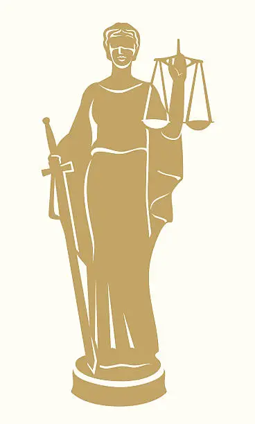 Vector illustration of Graphic design in gold of Lady Justice