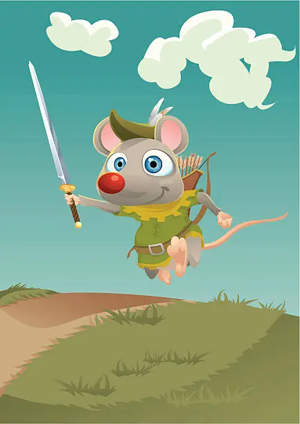 Vector illustration of Mouse Robin Hood