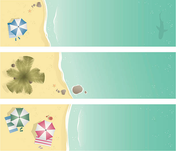 Summer Banners Set of 3 summer banners - backgrounds. sand pail and shovel stock illustrations