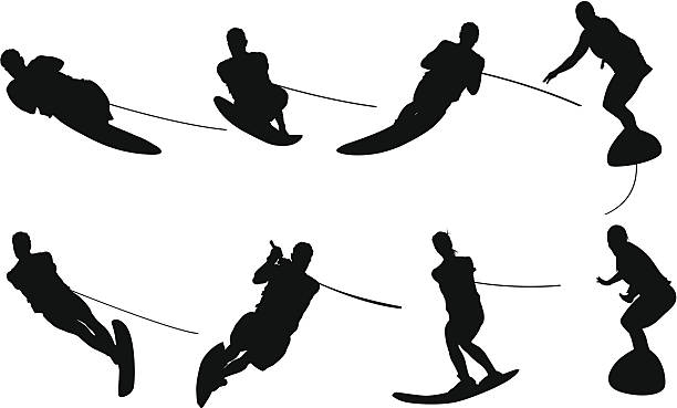 エクストリームスポーツマン向けウェイクボーディング - water ski点のイラスト素材／クリップアート素材／マンガ素材／アイコン素材