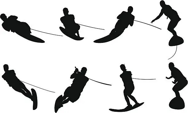 Vector illustration of Extreme sportsmen wake boarding