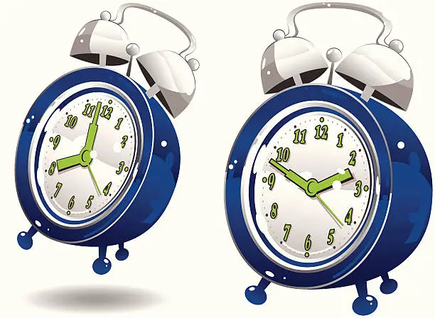 Vector illustration of Blue alarm clocks