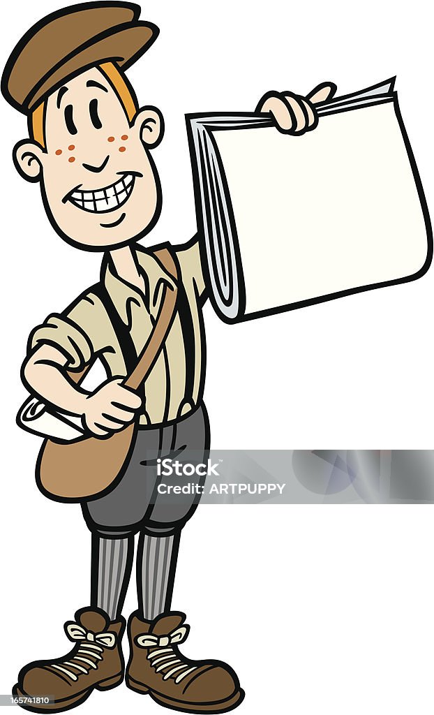 Cartoon Paper Boy Great illustration of a cartoon paperboy. Perfect for a news or media illustration. EPS and JPEG files included. Be sure to view my other illustrations, thanks! Newspaper stock vector