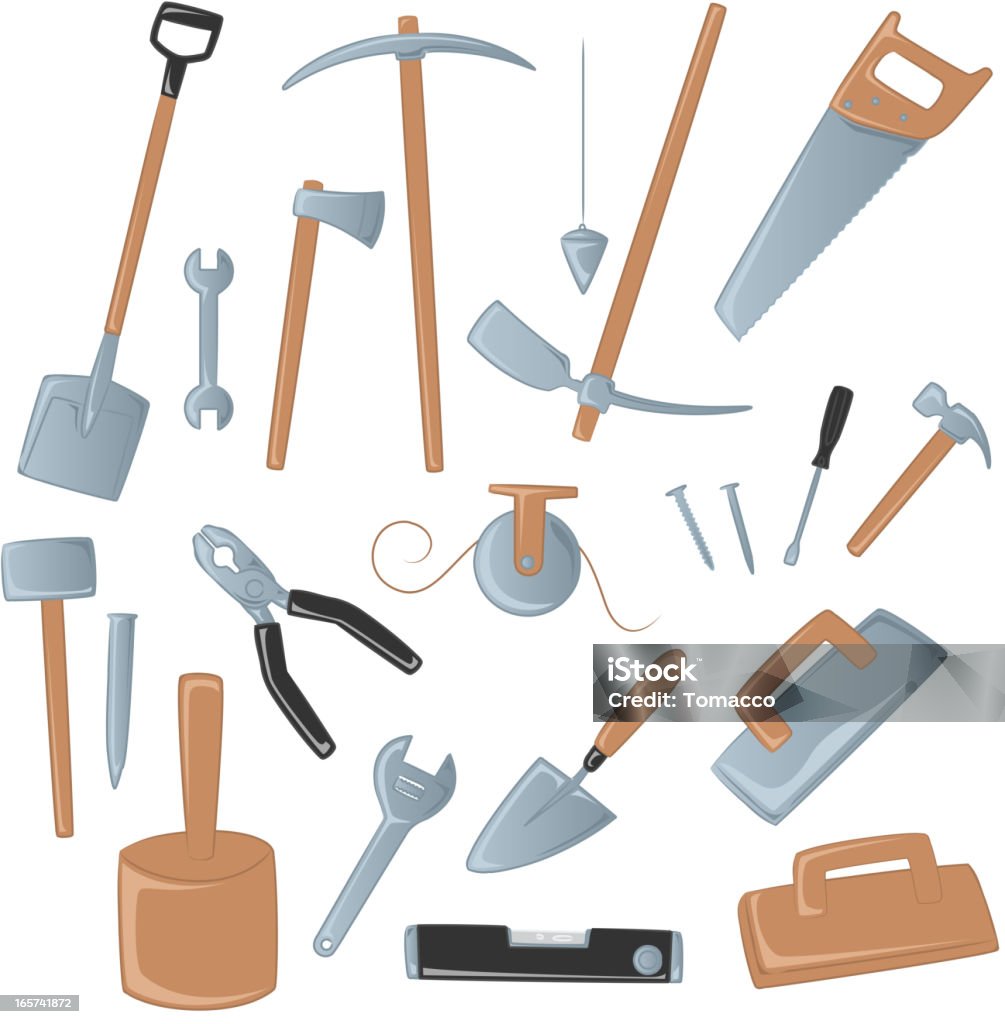 Die tools Schaufel Axt Sense saw Schraube hammer - Lizenzfrei Arbeiter Vektorgrafik