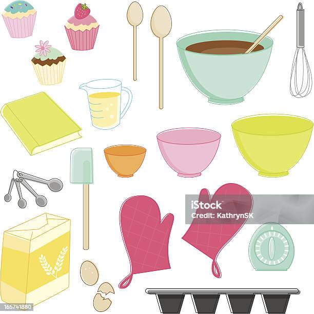 Sketchy Baking Essentials Stock Illustration - Download Image Now - Wire Whisk, Muffin Tin, Vector