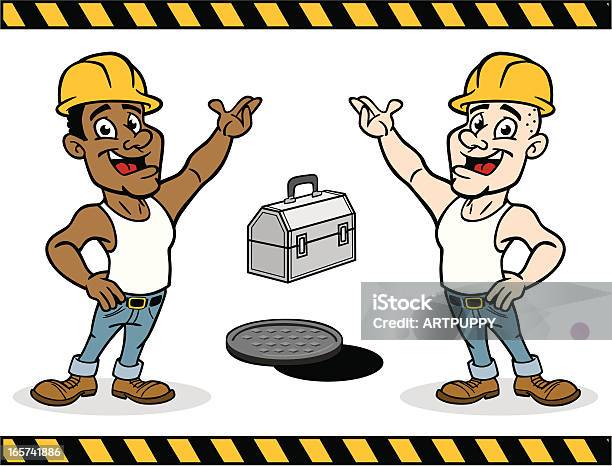 Construction Guys Stock Illustration - Download Image Now - Hardhat, White People, Lunch Box