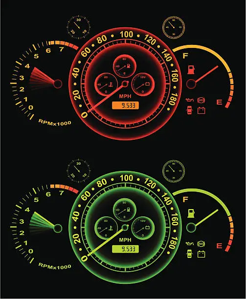 Vector illustration of Glowing speedometer