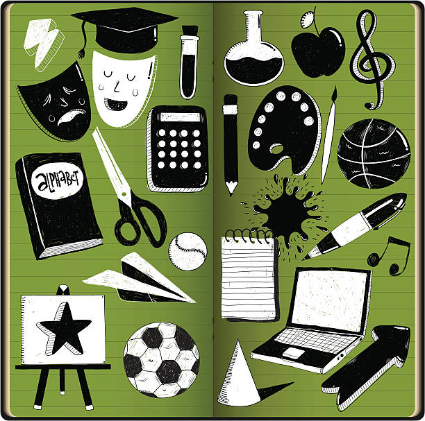 ilustraciones, imágenes clip art, dibujos animados e iconos de stock de educación y garabatos - scratchpad