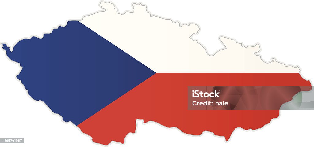 República Checa mapa con bandera - arte vectorial de Bandera libre de derechos