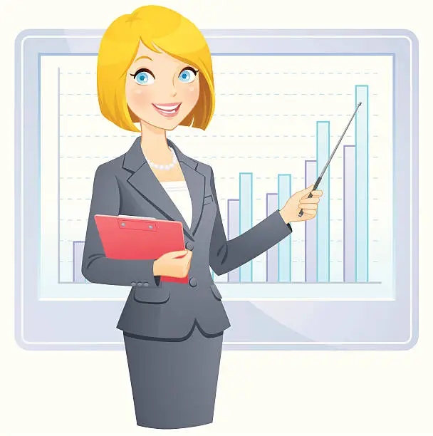 Vector illustration of Businesswoman With Graph