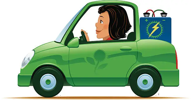 Vector illustration of Battery operated green car