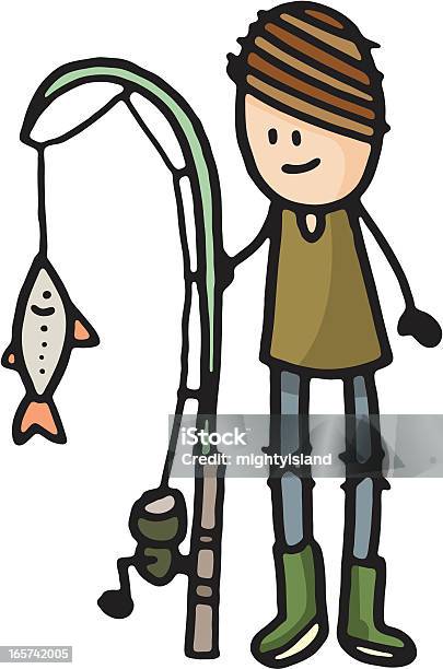 Vetores de Menino Com Vara De Pescar E Peixes e mais imagens de Pescaria - Pescaria, Revista em quadrinhos - Produção artística, Adolescente