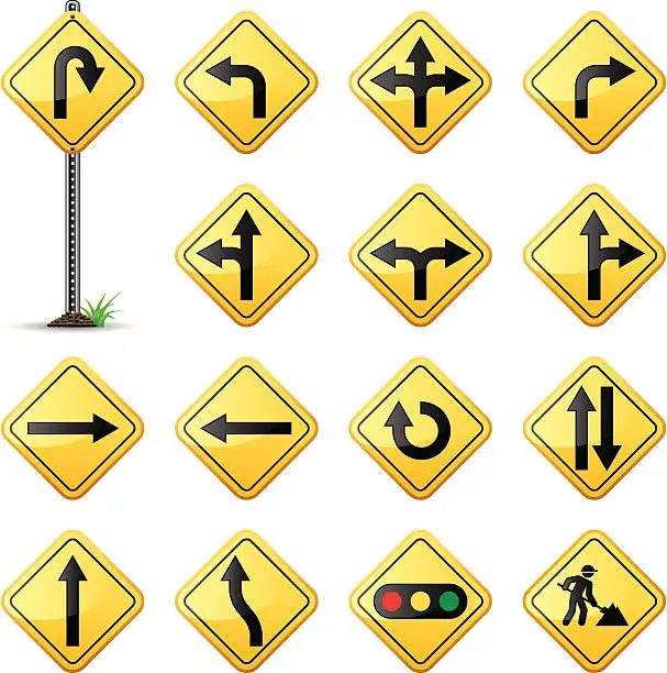 Vector illustration of Road Arrow Signs