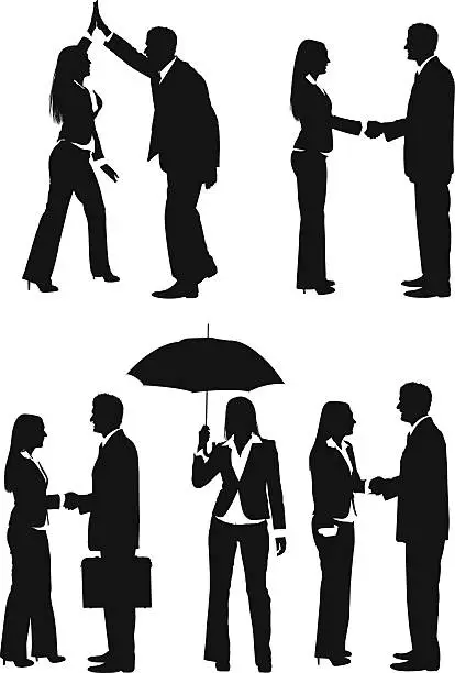 Vector illustration of Businessmen and businesswomen working together