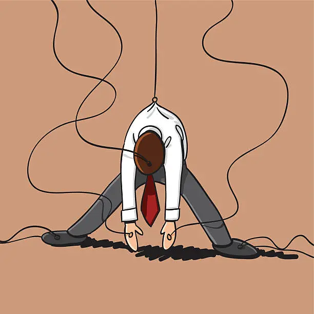 Vector illustration of Marionette Burn Out Businessman