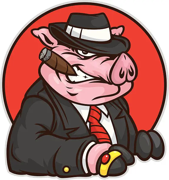 Vector illustration of Mobster Pig