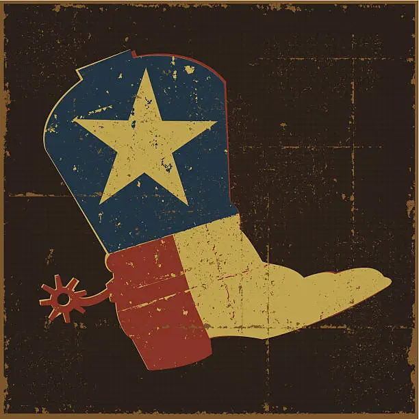 Vector illustration of Vintage Texas Flag Boot