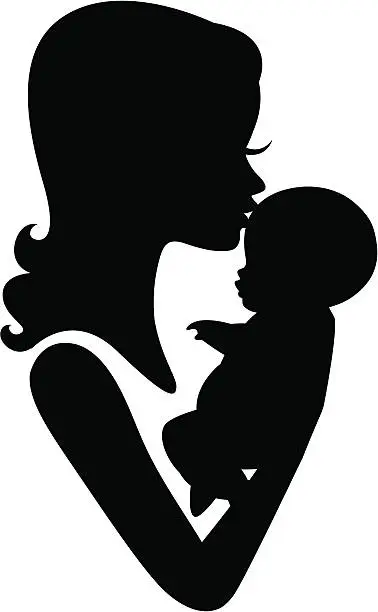 Vector illustration of Mother Kissing Baby