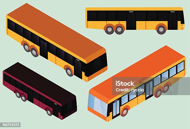 Vetores de Isometric E Ônibus Plana e mais imagens de Ônibus - Ônibus, Vista de Cima, Vista Lateral