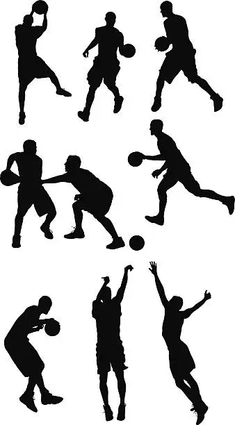Vector illustration of Basketball players showing their skills on the court