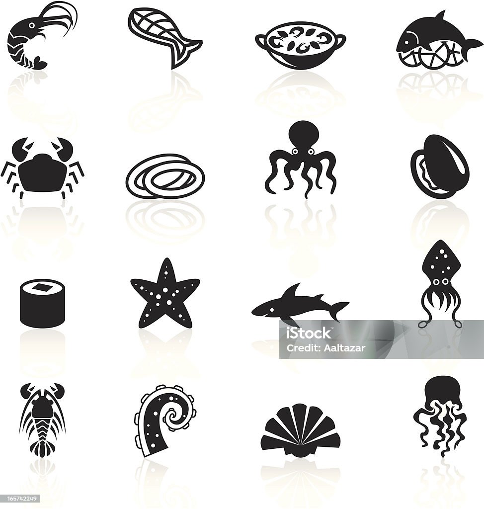 黒色記号-海のお食事 - イカの握りのロイヤリティフリーベクトルアート