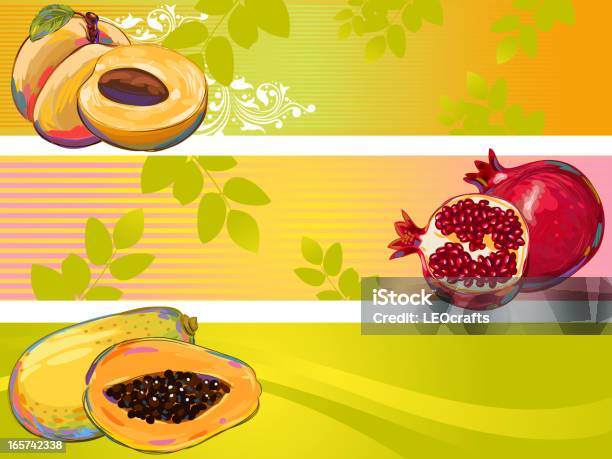 Bannières De Fruits Frais Vecteurs libres de droits et plus d'images vectorielles de Papaye - Papaye, Abricot, Aliment