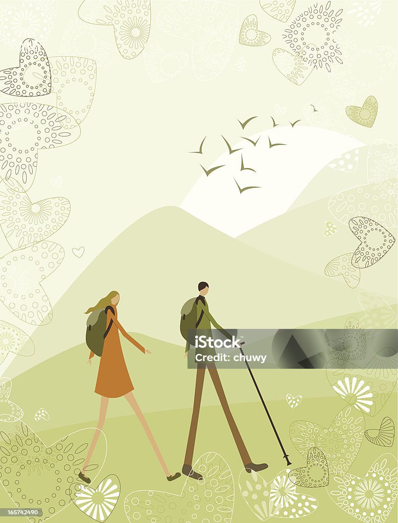 ハイキングのカップル - ハイキングのロイヤリティフリーベクトルアート