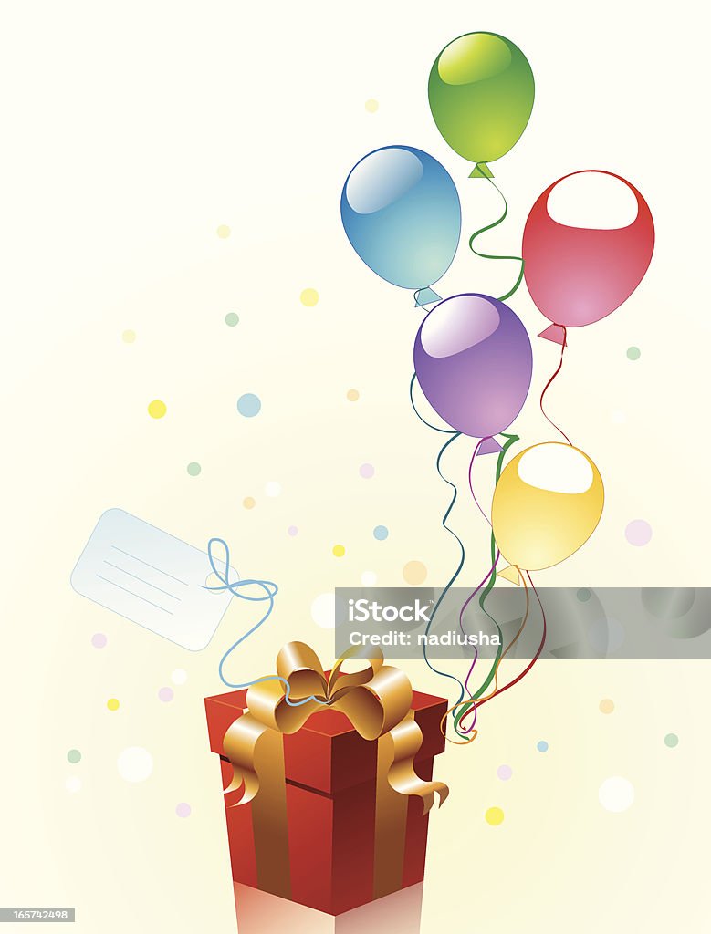 Caja de regalo con baloons - arte vectorial de Acontecimiento libre de derechos