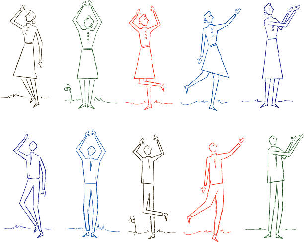 Doodle dez pessoas - ilustração de arte em vetor
