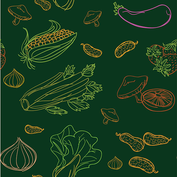 ilustrações de stock, clip art, desenhos animados e ícones de sem costura fundo-produtos hortícolas e plantas - celery vegetable illustration and painting vector