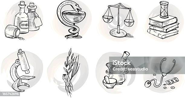 Ilustración de Vector Pharma Símbolos y más Vectores Libres de Derechos de Alquimia - Alquimia, Antigüedades, Asistencia sanitaria y medicina