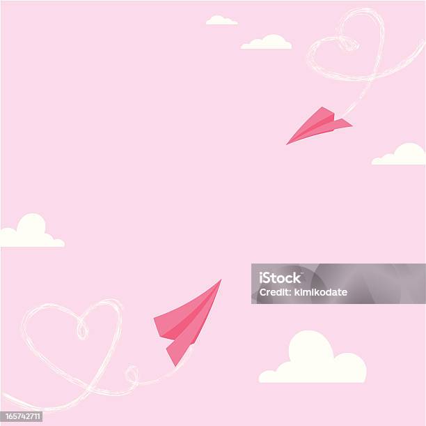San Valentino Planes - Immagini vettoriali stock e altre immagini di Nube - Nube, Simbolo di cuore, Panorama di nuvole