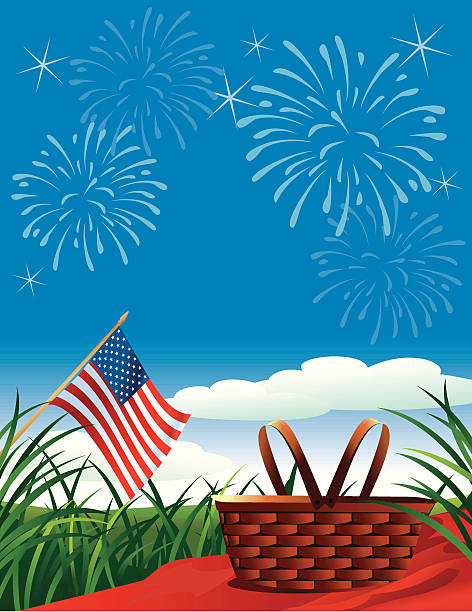 Fourth of July Picnic vector art illustration