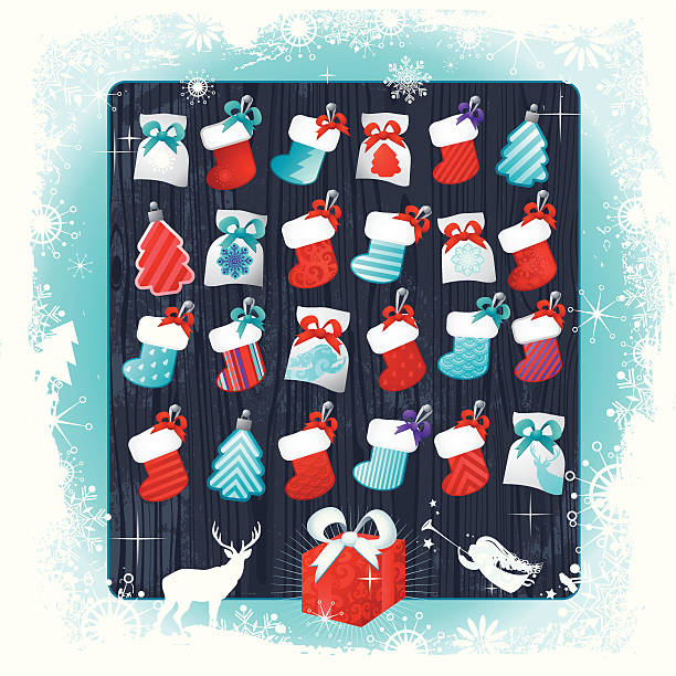 ilustraciones, imágenes clip art, dibujos animados e iconos de stock de navidad calendario navideño - advent calendar advent christmas childhood